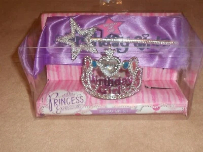 NUEVO, Conjunto Tiara Varita Cumpleaños Niña Pendientes Faja Disfraz de Juego, PÚRPURA Foto 1 de 3