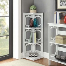 Convenience Concepts Omega 3 Shelf Corner Bookcase in White