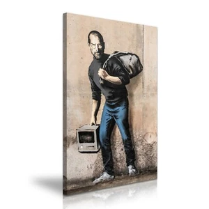 Banksy Steve Jobs Grafitti Druck Leinwand Wandbild ~ 5 Größen zur Auswahl - Bild 1 von 12