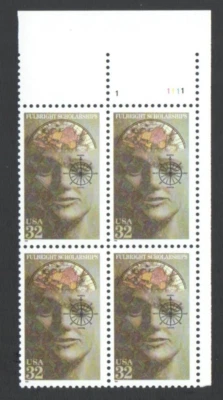 Vintage UnUsed Block 32 Cent US Stamps FULBRIGHT SCHOLARSHIPS 1996 - Image 1 of 2