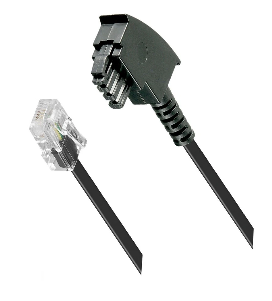 DSL IP Kabel 10 m für Router FritzBox Speedport EasyBox TAE-F RJ45 schwarz 10,0m - Bild 1 von 1