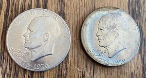1976 P & 1976 D EISENHOWER BICENTENNIAL DOLLAR PAIR - VARIANTE II - SCHÖNES DETAIL - Bild 1 von 2