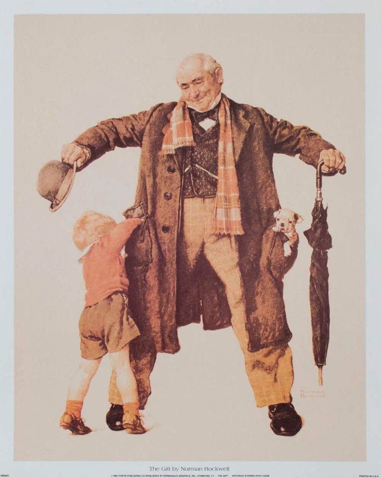 NORMAN ROCKWELL The Gift 15" x 12" Poster 1992 Realism Brown - Image 1 of 1