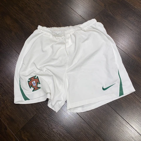 2008-10 Nike PORTUGAL Soccer FOOTBALL Team Shorts Mens Size M Away White Flaw Cover