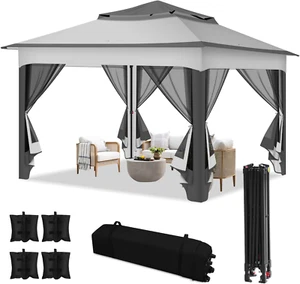 Gazebo Da Giardino, 3 X 3 M, Impermeabile, Stabile, Con Telaio in Metallo, per 2 - Foto 1 di 12