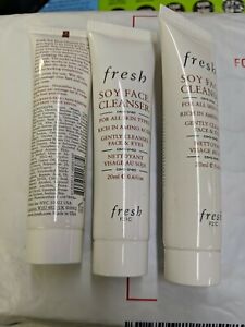 Lot of 3 Fresh Soy Face Cleanser 20 ml/0.6 oz Each total 1.8 oz Travel Size New
