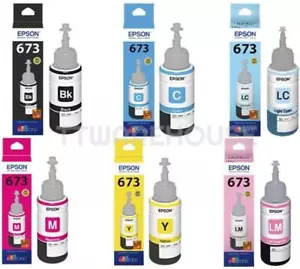 [US]*SET* NEW EPSON T673 Ink T6731/T6732/T6733/T6734/T6735/T6736 L800 L805 L1800 - Picture 1 of 4