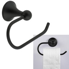 Lakefront Euro Toilet Tissue Paper Holder Single Post Bath Accessory, Black
