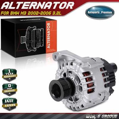 Alternator for BMW E46 M3 2002-2006 L6 3.2L 120Amp/12Volts CW 6-Groove Pulley - Image 1 of 4