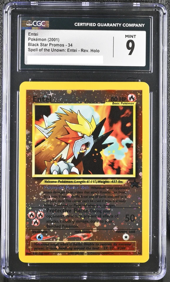 CGC 9 MINT Entei 2001 Black Star Movie Promo 34 Reverse Holo Pokemon Card - Image 1 of 1