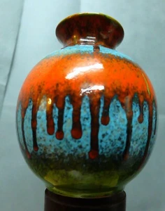 Moderne Tropfglasur Vase Top Zustand 7,5 x 6 cm - Bild 1 von 6