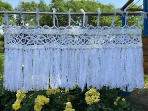 Victorian Cottage Lace Fringed Window Curtain Valance~White~ - Picture 1 of 8
