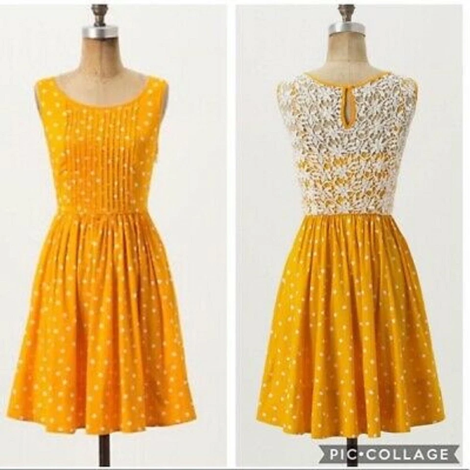 Moulinette Soeurs Melora polka dot dress WOMENS SIZE 2 YELLOW GOLD *I - Image 1 of 4