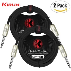 Confezione da 2 cavi patch stereo Kirlin 6 piedi 1/4" TRS spina allo stesso 20AWG AP-209 PR-06 - Foto 1 di 1