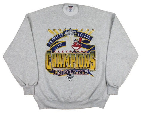 Cleveland Indians Vintage 1997 American League Champions Crewneck Sweatshirt XL Cover