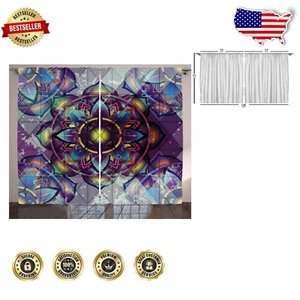 Psychedelic Geometry Blackout Curtains - 108”x63” Drapes, 2 Panel Set - Picture 1 of 3