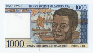 Madagascar 1000 Francs 1994 Pick 76.b UNC Uncirculated Banknote - Picture 1 of 2