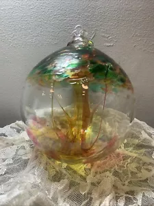 6”x7” Kitras Baum der Verzauberung Studio Kunst mundgeblasen Glas Ornament Hexenkugel Kugel - Bild 1 von 24