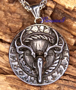 Amuleto de ciervo celta con runas collar de acero inoxidable - 60 cm ---17 - Imagen 1 de 2