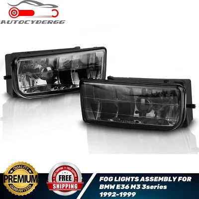 Fog lights For 1992-1999 BMW E36 M3 3 SERIES Fog Lamps Pair W/Bulbs Smoke Lens — 第 1/4 张图片