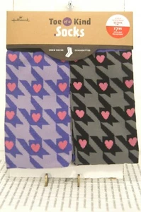 HALLMARK TOE OF A KIND SOCKS HOUNDSTOOTH & HEART PATTERN New GREAT Price!! - Picture 1 of 2