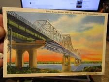Vintage Old Postcard LOUISIANA Baton Rouge Bridge Crossing Mississippi River W