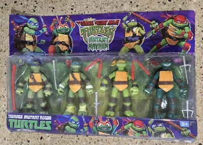 Lote de 4 bonecos de ação TMNT Mutant Mayhem Bootlegs Tartarugas Ninja KO Knock Off - Imagem 1 de 4