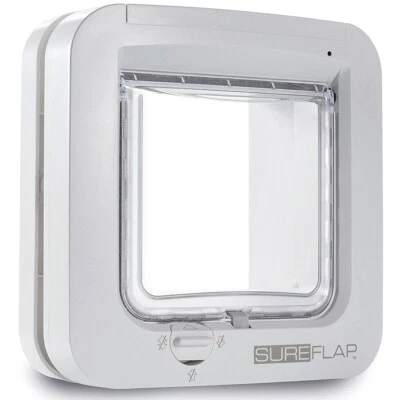 SUREFLAP Mikrochip Katzenklappe 4-Wege Haustierklappe mit Chip Weiß
