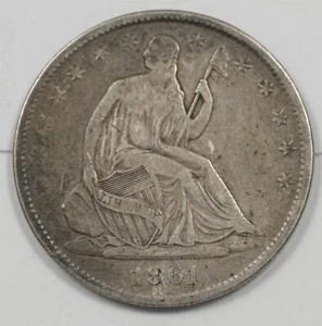 US 1861-O Seated Liberty Half Dollar 90% Silver U2150 combine shipping - Picture 1 of 2