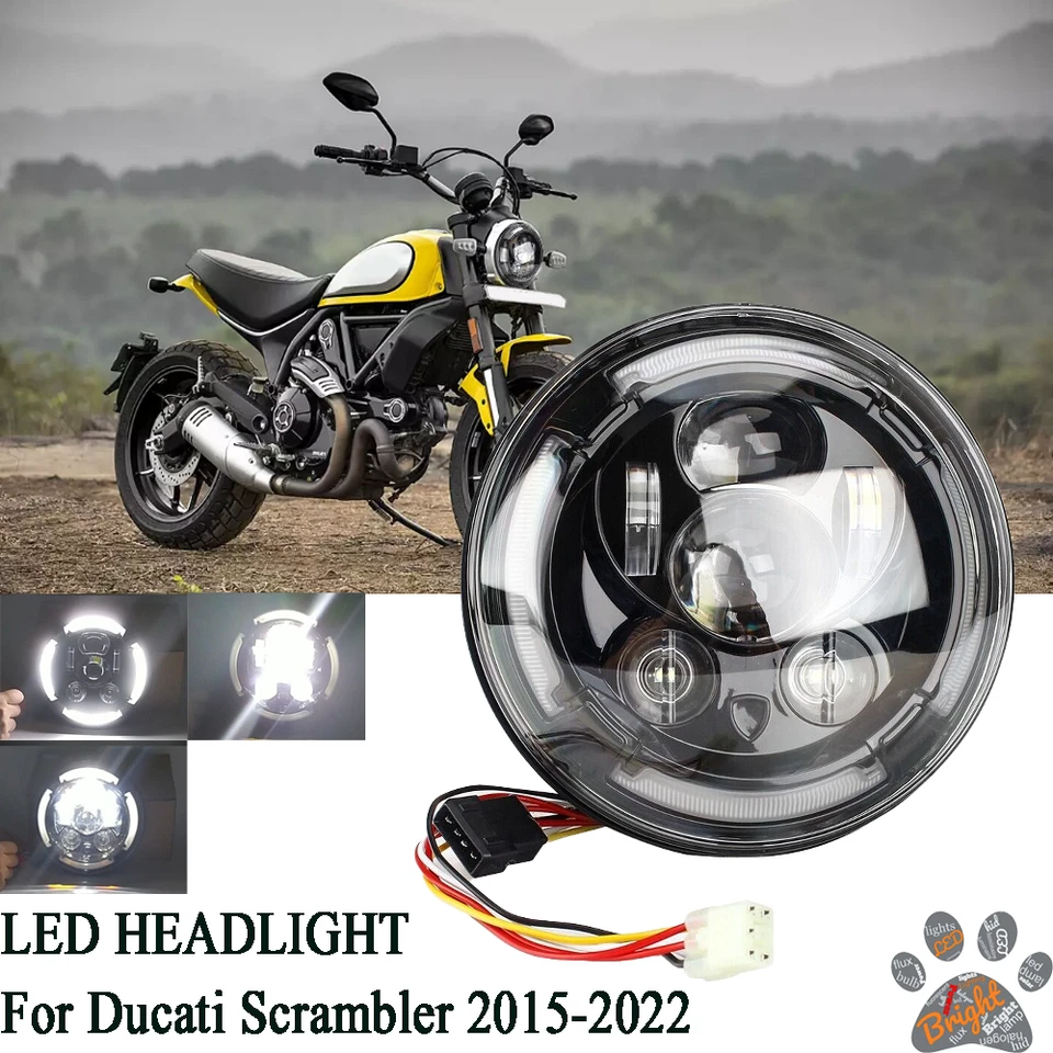 Conjunto de faros LED Plug and Play para Ducati Scrambler 2015-2022 haz alto-bajo Foto 1 de 4