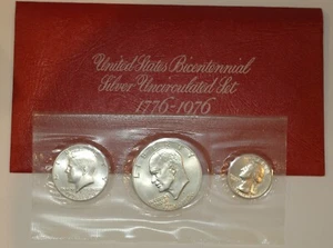 1976 Bicentennial Silver Red Mint Set BU Bullion Kennedy Eisenhower Vintage GIFT - Picture 1 of 2