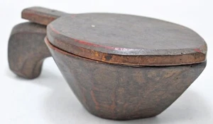 Antique Wooden Kitchenware Spice Salt Container Box Original Old Hand Carved - Picture 1 of 9