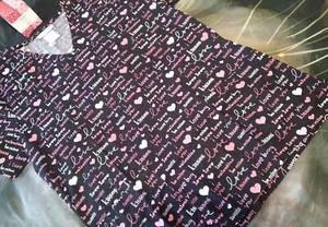 SB Scrubs Top Small Valentine's Love Black Pink Hearts Scrub Top Small - Picture 1 of 6
