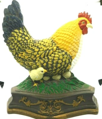 Manto de pollo gallo de hierro fundido estante cuidador tope de puerta decoración de granja Foto 1 de 4