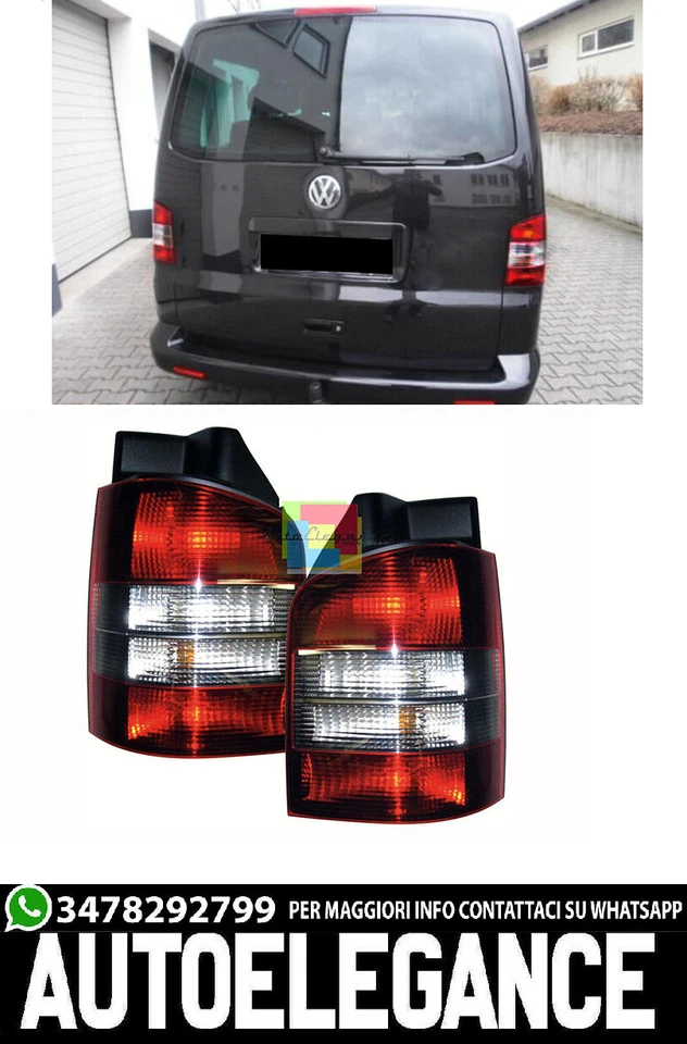 VW TRANSPORTER BUS T5 2003-2009 FARI POSTERIORI ROSSO FUME' - Immagine 1 di 4
