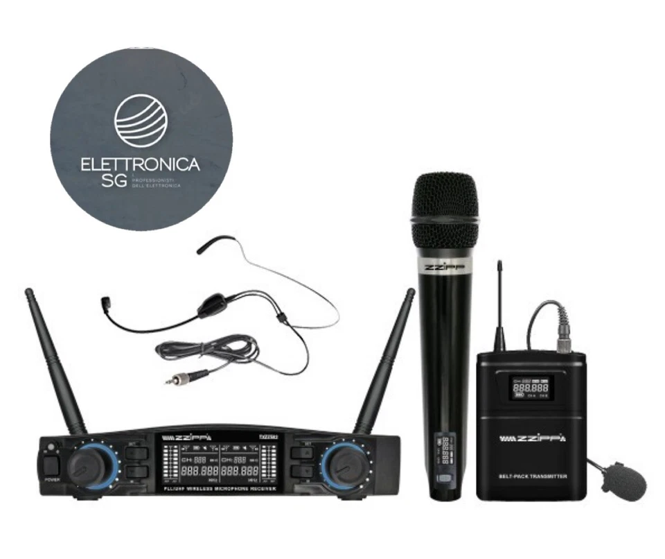 ZZIPP TXZZ582 Funkmikrofon Set 1 Eis/Bogen UHF 48 Ch Wireless DJ Karaoke - Bild 1 von 1