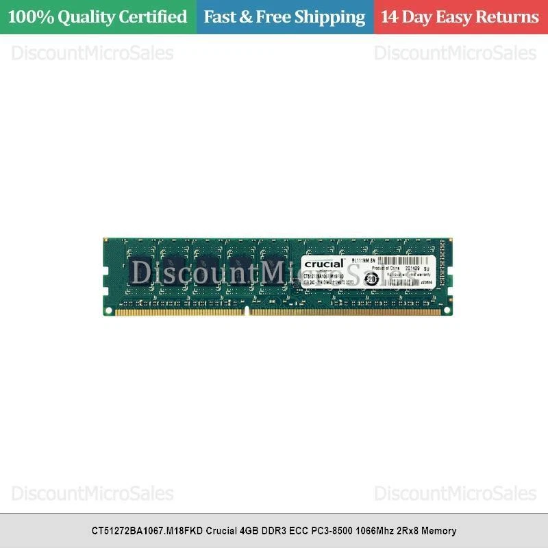 CT51272BA1067.M18FKD Crucial 4GB DDR3 ECC PC3-8500 1066Mhz 2Rx8 Memory - Image 1 of 1