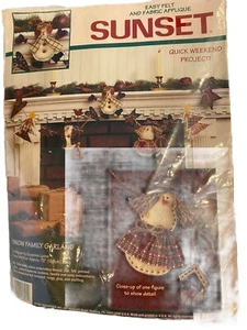 Sunset 1996 Snow Family Guirnalda 72" Navidad Invierno Apliques Fieltro Suzanna Lynne - Imagen 1 de 5