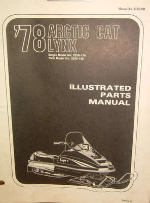 MOTO DE NIEVE 1978 LYNX ARCTIC CAT MANUAL DE PIEZAS DE COLECCIÓN OEM 0250-179 0250-180 Foto 1 de 2