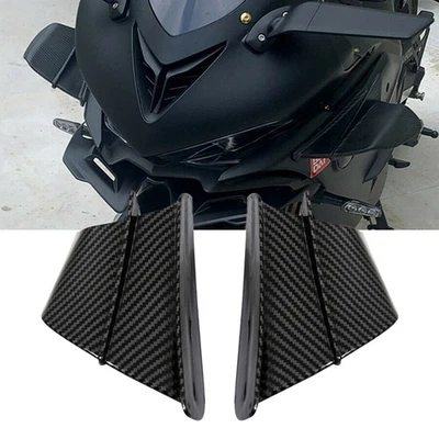Carbon Fiber Motorcycle Body Side Winglet Air Deflector Wing Spoiler Accessories Foto 1 de 4