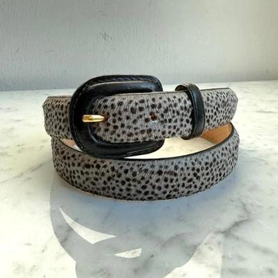 Talbots Genuine Leather Calf Hair Animal Print Belt - Small - Made in USA - Image 1 of 4