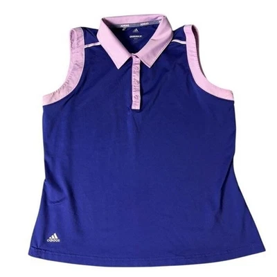 Adidas гольф без рукавов поло Майка Athletic производительности розовый синий размер L - Изображение 1 из 4