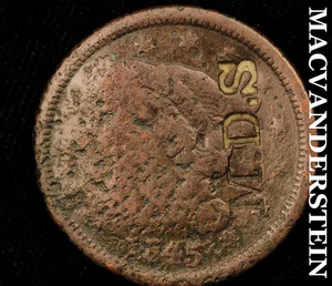 1845 geflochtenes Haar großer Cent - Gegenstempel "M.D.S." - No Reserve #D4272 - Bild 1 von 2