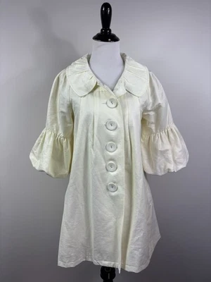 Jaqueta Anthropologie Ryu S Off White plissada puff manga 3/4 forrada de algodão nova - Imagem 1 de 4