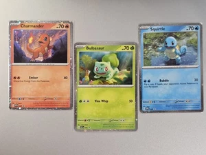 Pokémon 151 Promo Bulbasaur Charmander Squirtle SVP 046 047 048 Kanto Cosmo Holo - Picture 1 of 1