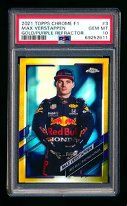 2021 Topps Chrome F1 #3 Max Verstappen Gold/Purple Refractor Portrait PSA 10 - Picture 1 of 2