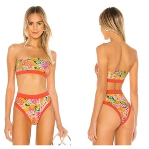 NEW Lovers and Friends Little Me Bikini Swim Set Tangerine Floral Size Small - Picture 1 of 7