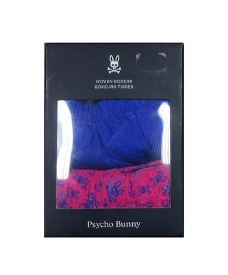 Paquete de 2 calzoncillos boxer tejidos Psycho Bunny azul/rosa para hombre Foto 1 de 2