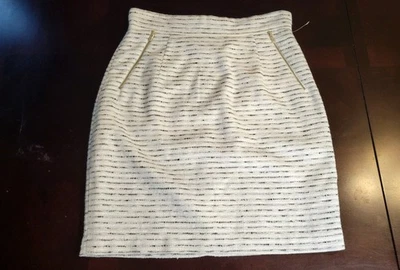 H & M белый черный Твид юбка, застежка-молния и карманы, размер 8, новый без ярлыков - Изображение 1 из 4