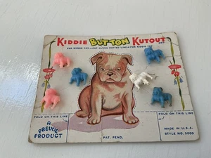 Kiddie Button Kutout Children's Buttons LITTLE BULLDOGS  - 6 on card - Picture 1 of 3